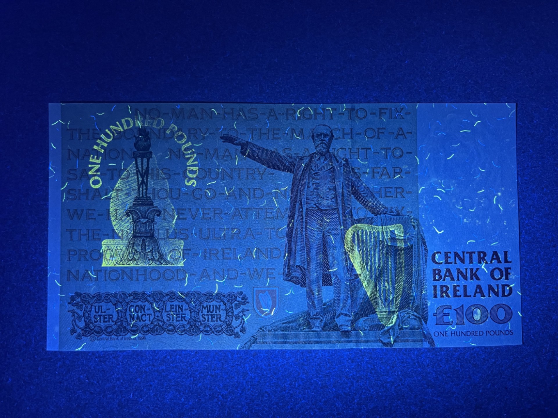 《张总和他的朋友们外币收藏》五一特别精品场 爱尔兰100镑 UNC 末版 1996年 爱尔兰民族主义者、自治运动领袖巴涅尔