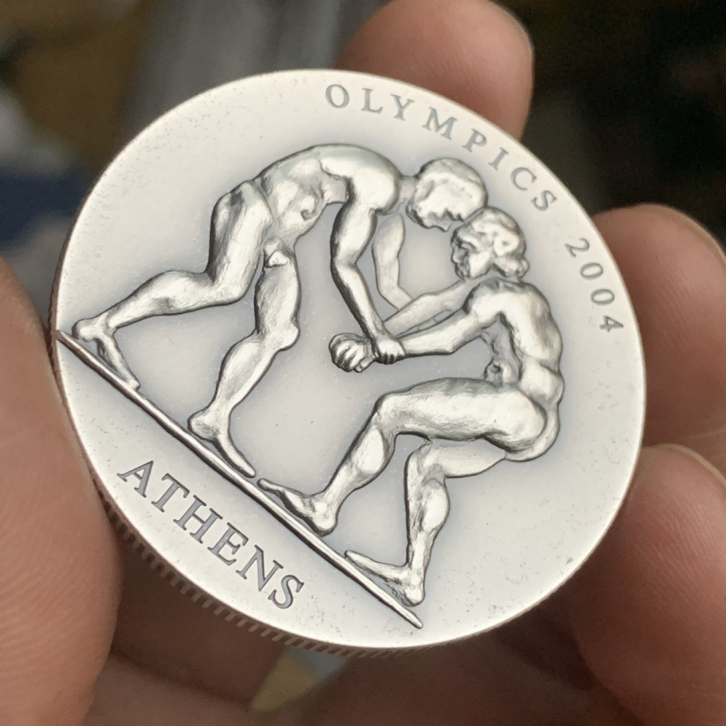 《竞宝斋》第53场（献给最美的劳动者，祝五一快乐！）-本周日，周一2场连拍（全场不限金额包邮） 加纳 2003 雅典奥运会 1盎司31.1克 999银  大银币，复古工艺，画面为古典式摔跤