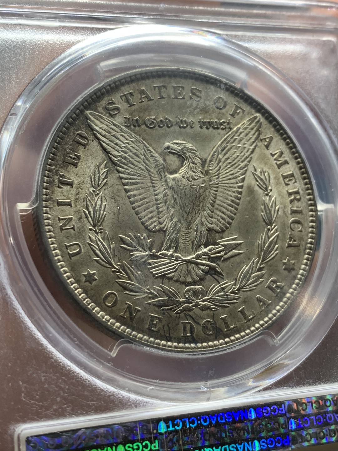 《竞宝斋》第53场（献给最美的劳动者，祝五一快乐！）-本周日，周一2场连拍（全场不限金额包邮） PCGS MS62美国1887年 摩根银币双面灰黑彩 少见彩种 摩根玩家收藏级彩