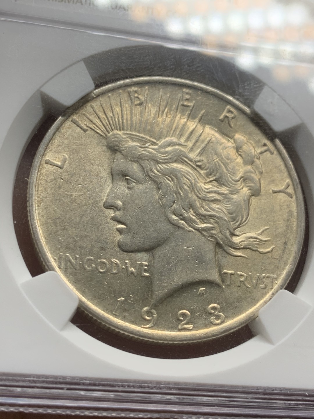 《竞宝斋》第53场（献给最美的劳动者，祝五一快乐！）-本周日，周一2场连拍（全场不限金额包邮） NGC MS61 美国1923年和平银币双面薄包浆 好状态