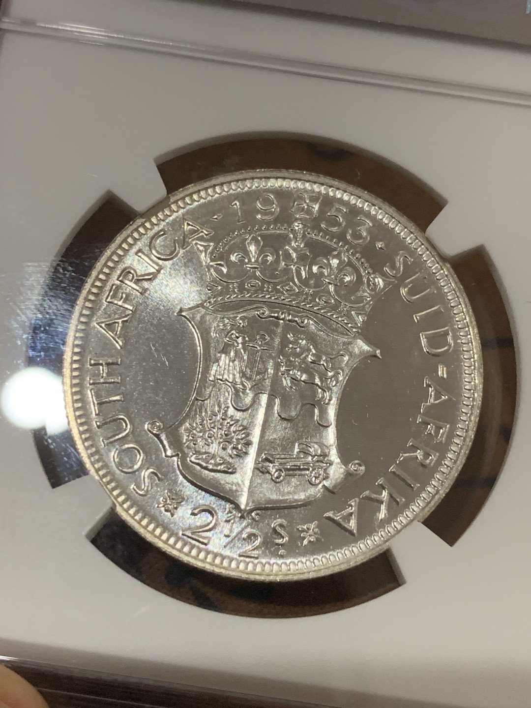 《竞宝斋》第53场（献给最美的劳动者，祝五一快乐！）-本周日，周一2场连拍（全场不限金额包邮） NGC PF65 英属南非1953年伊丽莎白二世女王头像2.5先令精制银币