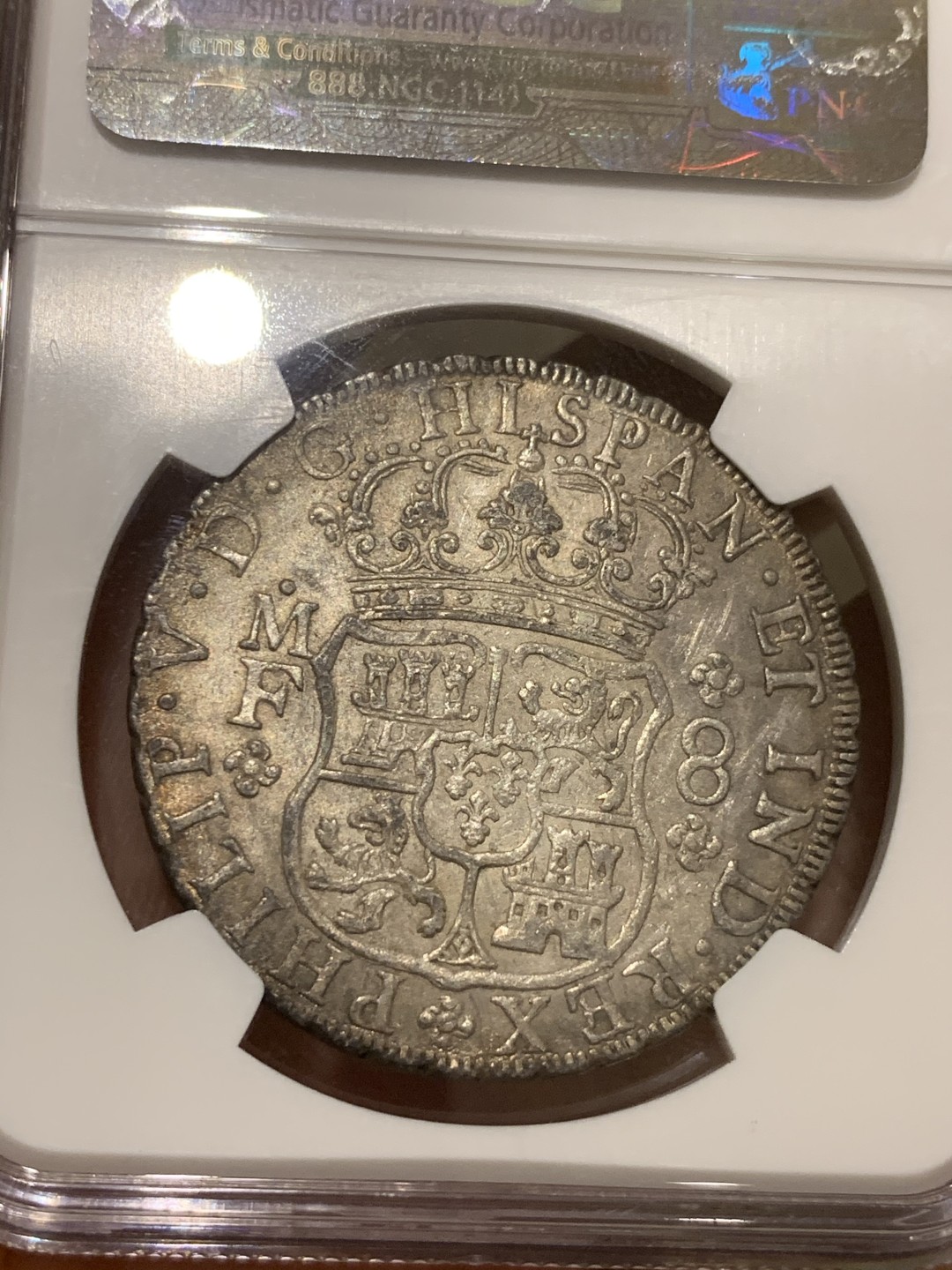 《竞宝斋》第53场（献给最美的劳动者，祝五一快乐！）-本周日，周一2场连拍（全场不限金额包邮） 唯一冠军 NGC AU55 墨西哥 1736年  腓力五世 首轮地球双柱大银币 高品细节 难得状态