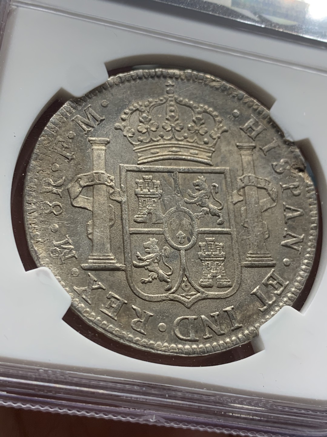 《竞宝斋》第53场（献给最美的劳动者，祝五一快乐！）-本周日，周一2场连拍（全场不限金额包邮） NGC-UNCD  墨西哥双柱 卡洛斯四世  1798  8 里亚尔 卡四早期 好品少  原味深打