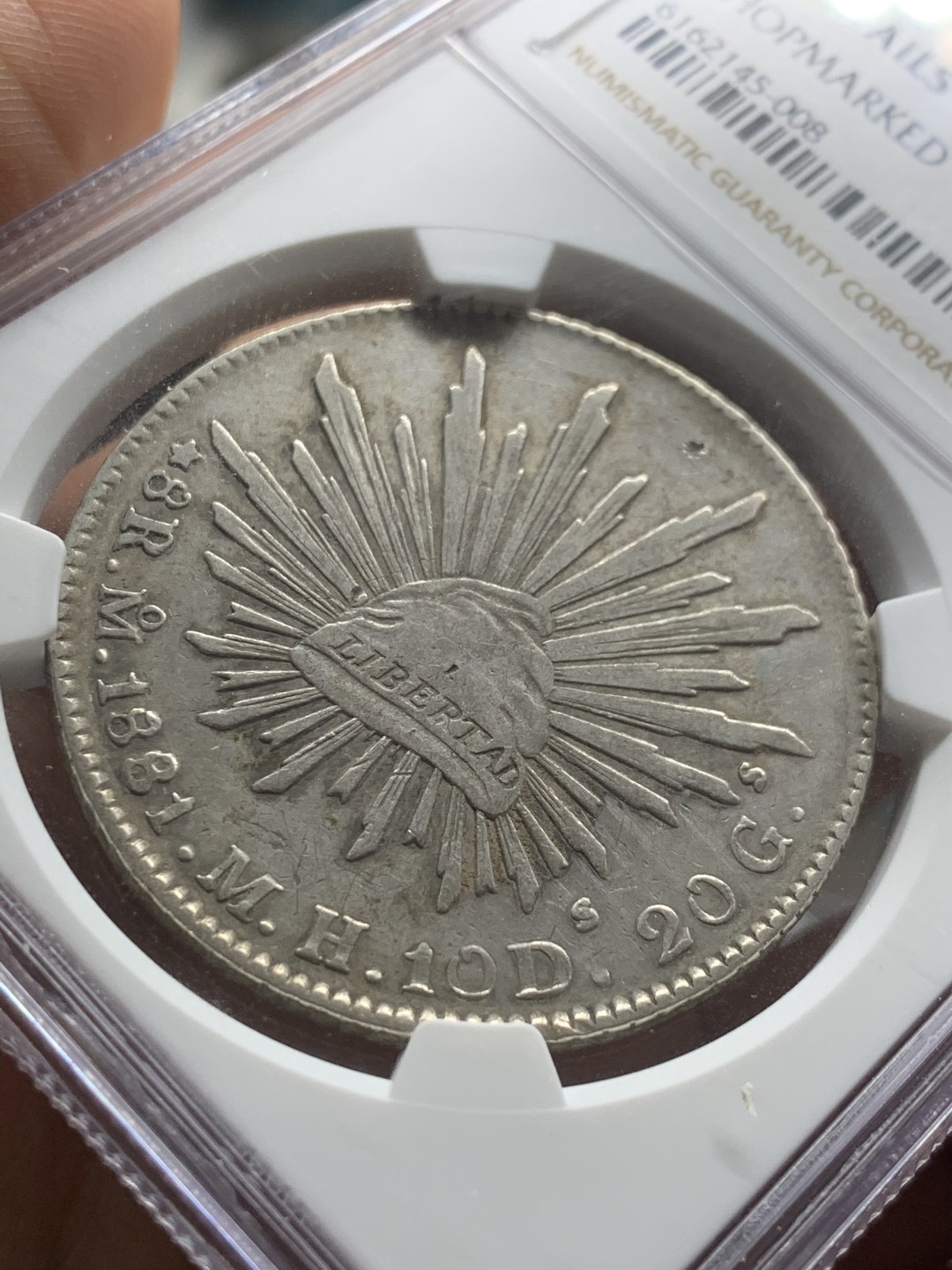 《竞宝斋》第53场（献给最美的劳动者，祝五一快乐！）-本周日，周一2场连拍（全场不限金额包邮）  NGC 评级 墨西哥1881年 鹰洋银元 自由帽面太阳戳 鹿面五星戳 汉字双“王”戳 ，戳记非常的特别，值得收藏