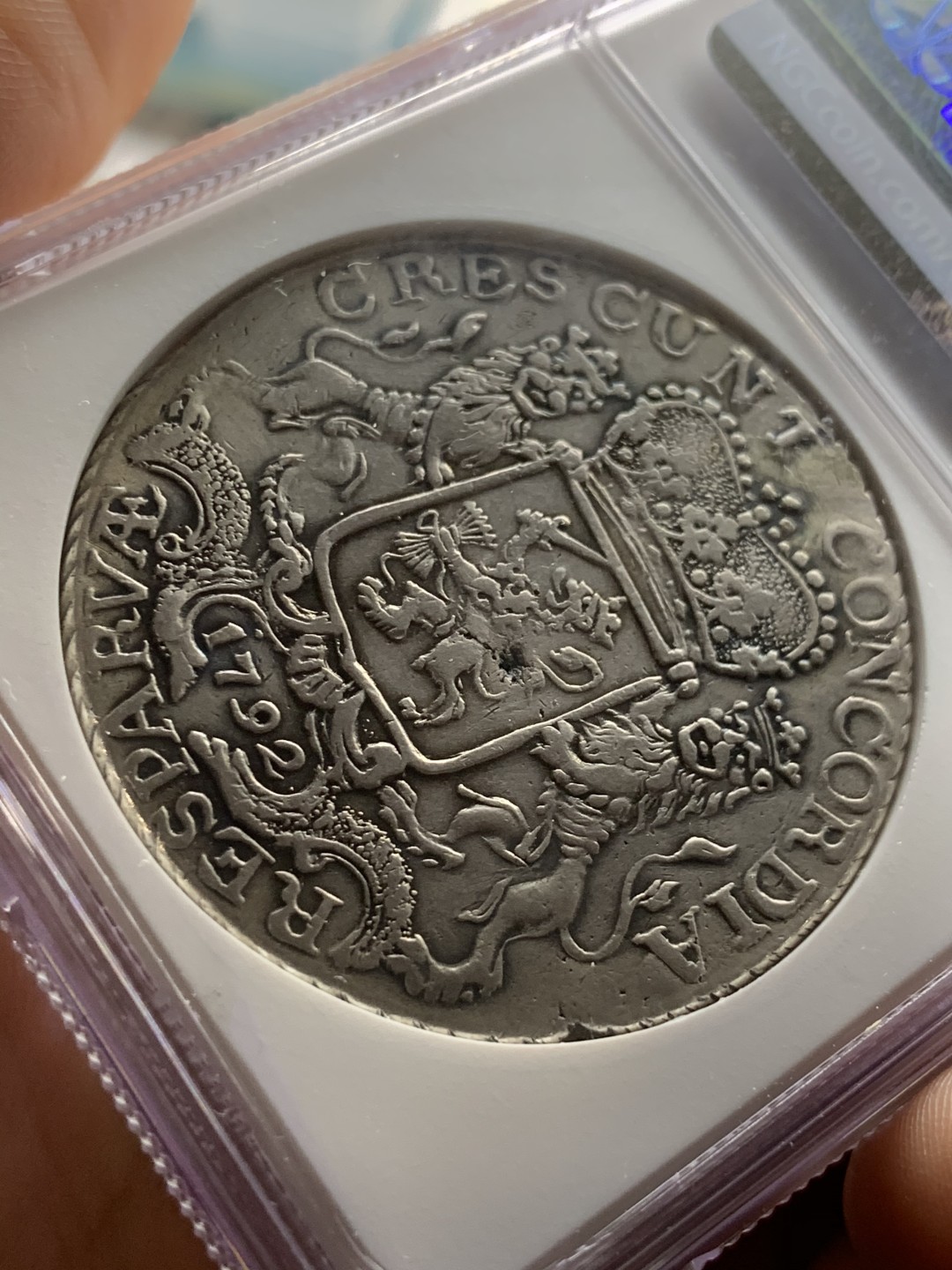 《竞宝斋》第53场（献给最美的劳动者，祝五一快乐！）-本周日，周一2场连拍（全场不限金额包邮） NGC 评级 荷兰 1792年 海尔德兰省 杜卡特 马剑 32.4克大银币 难得一见的省份 整体清晰 可收藏