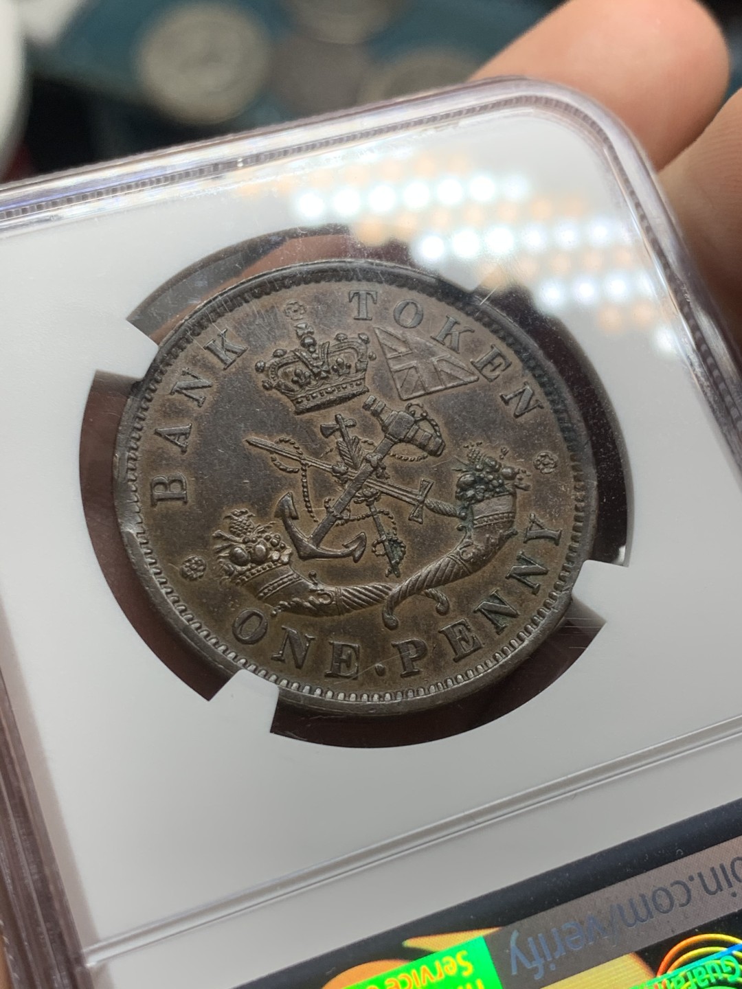 《竞宝斋》第53场（献给最美的劳动者，祝五一快乐！）-本周日，周一2场连拍（全场不限金额包邮） NGC MS61BN 上加拿大1854年马剑1便士TOKEN铜币