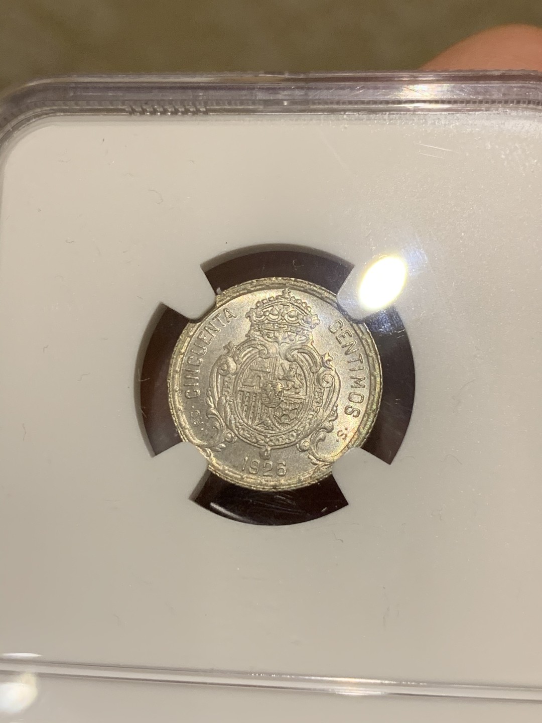 《竞宝斋》第53场（献给最美的劳动者，祝五一快乐！）-本周日，周一2场连拍（全场不限金额包邮） NGC MS64 西班牙 1926年 阿方索十三世 50分 银币 难得高分 细节很好