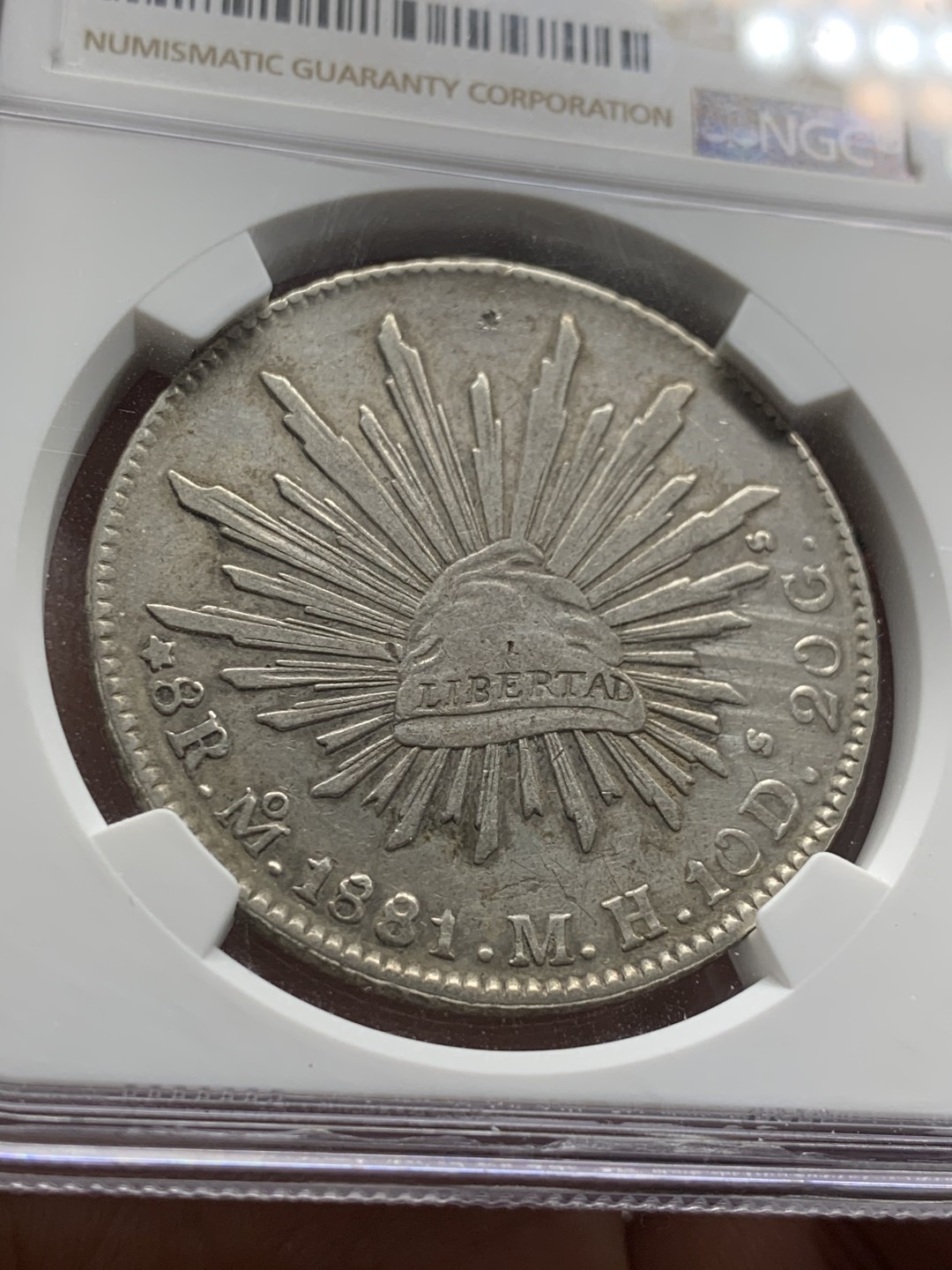 《竞宝斋》第53场（献给最美的劳动者，祝五一快乐！）-本周日，周一2场连拍（全场不限金额包邮）  NGC 评级 墨西哥1881年 鹰洋银元 自由帽面太阳戳 鹿面五星戳 汉字双“王”戳 ，戳记非常的特别，值得收藏