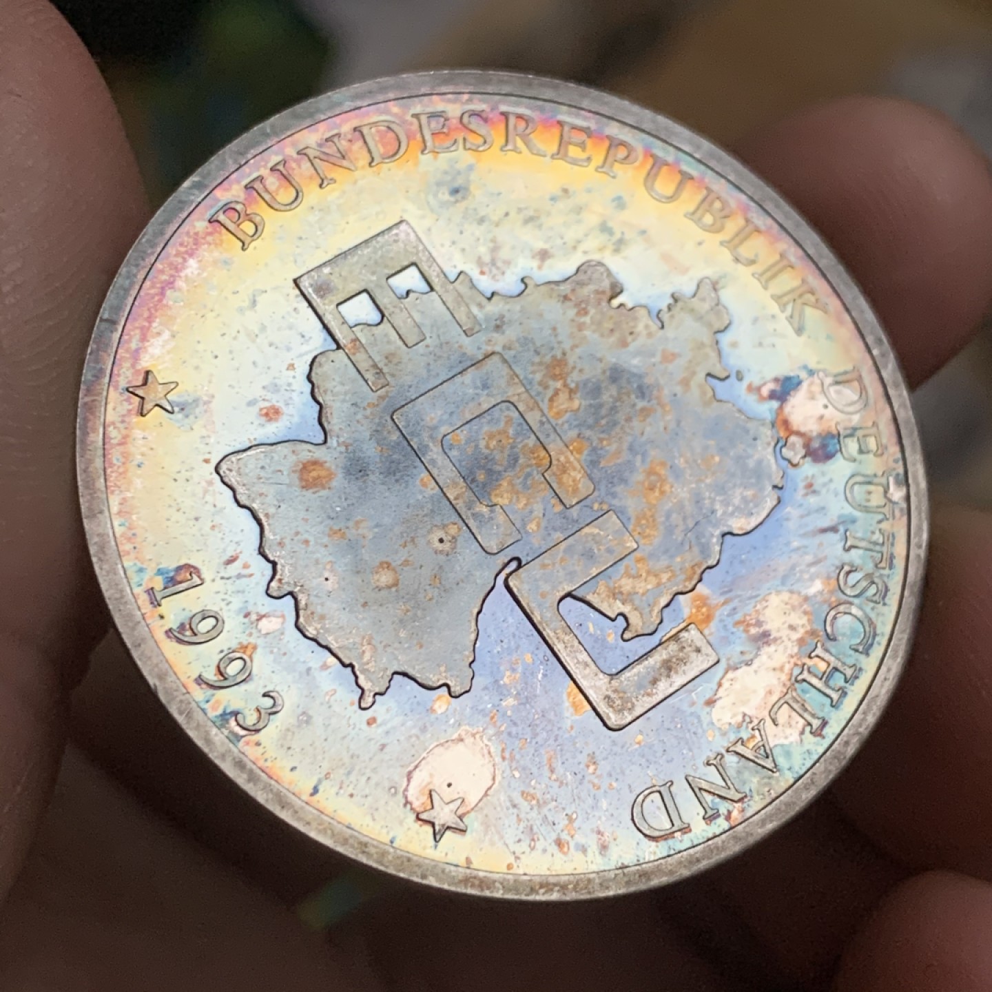 《竞宝斋》第53场（献给最美的劳动者，祝五一快乐！）-本周日，周一2场连拍（全场不限金额包邮） 德意志联邦共和国 1993 年 骑牛女神 欧元 银币 999含银 40.1直径 9.9克 五彩漂亮