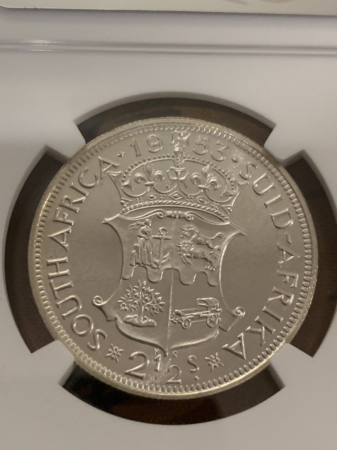 《竞宝斋》第53场（献给最美的劳动者，祝五一快乐！）-本周日，周一2场连拍（全场不限金额包邮） NGC PF65 英属南非1953年伊丽莎白二世女王头像2.5先令精制银币