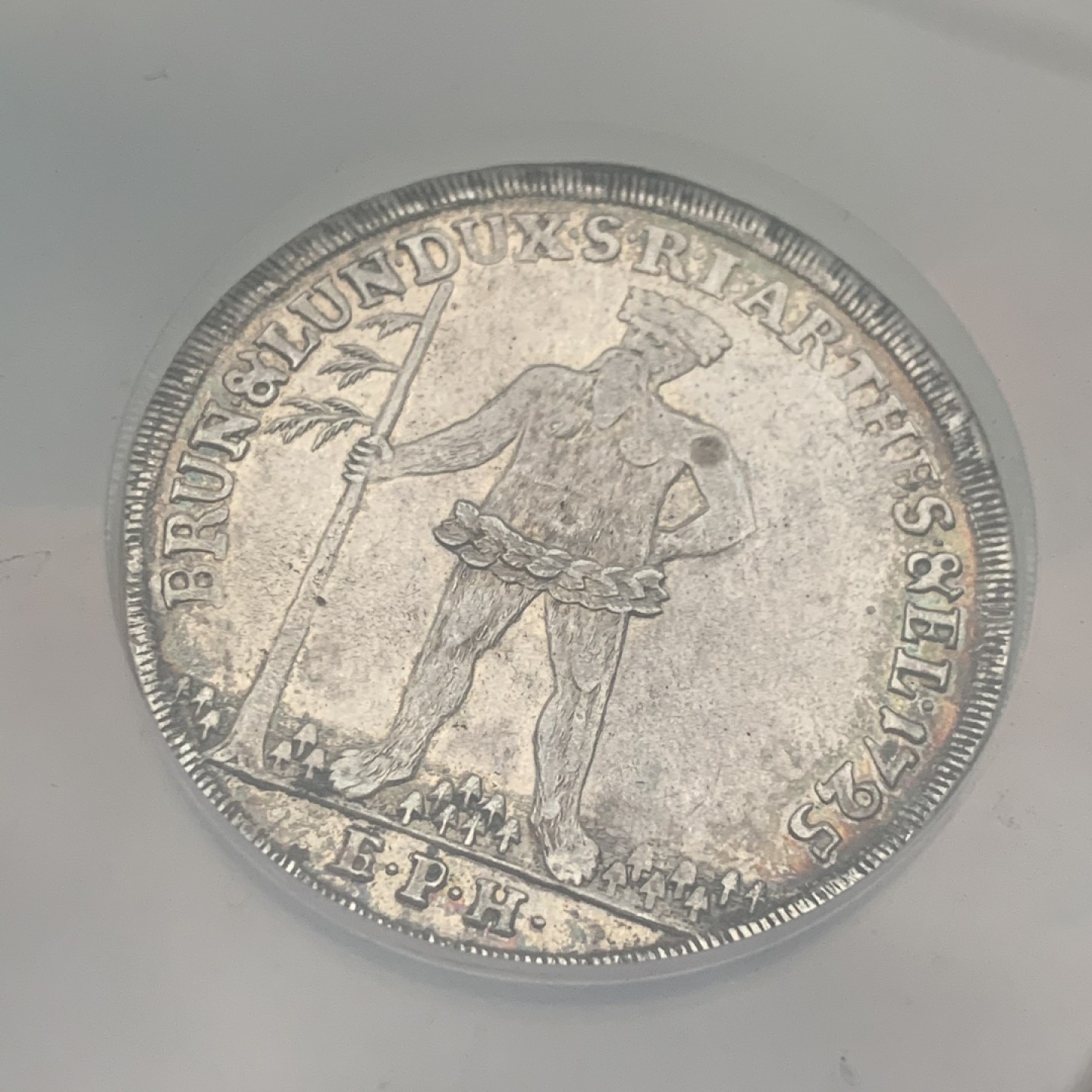 《竞宝斋》第53场（献给最美的劳动者，祝五一快乐！）-本周日，周一2场连拍（全场不限金额包邮） 少见 1725年不伦瑞克-吕讷堡-卡伦贝格-汉诺威王朝野人 泰勒  大银币 直径达到45mm 大盒封装