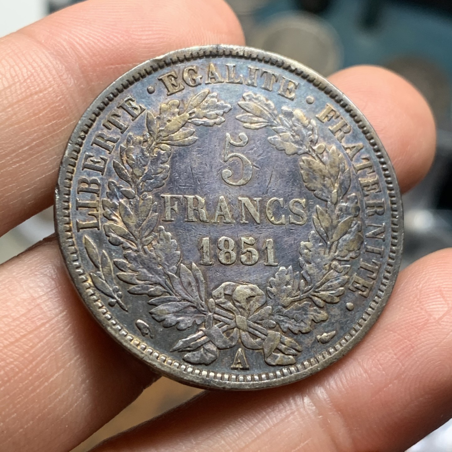 《竞宝斋》第53场（献给最美的劳动者，祝五一快乐！）-本周日，周一2场连拍（全场不限金额包邮） 1851谷物女神、5法郎、包浆原味币、黑彩银币