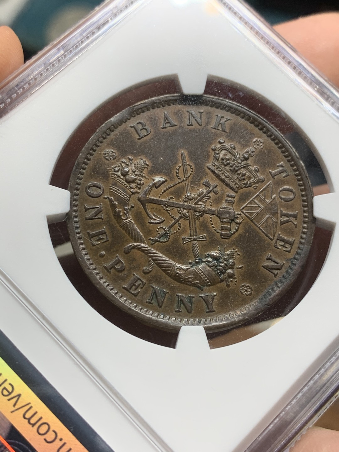 《竞宝斋》第53场（献给最美的劳动者，祝五一快乐！）-本周日，周一2场连拍（全场不限金额包邮） NGC MS61BN 上加拿大1854年马剑1便士TOKEN铜币