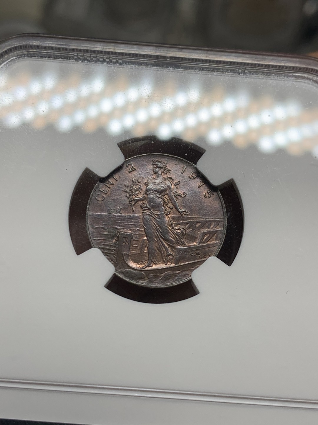 《竞宝斋》第53场（献给最美的劳动者，祝五一快乐！）-本周日，周一2场连拍（全场不限金额包邮） NGC-MS62BN 1915R意大利 2C 铜币 古铜色颜色均匀 打制优秀