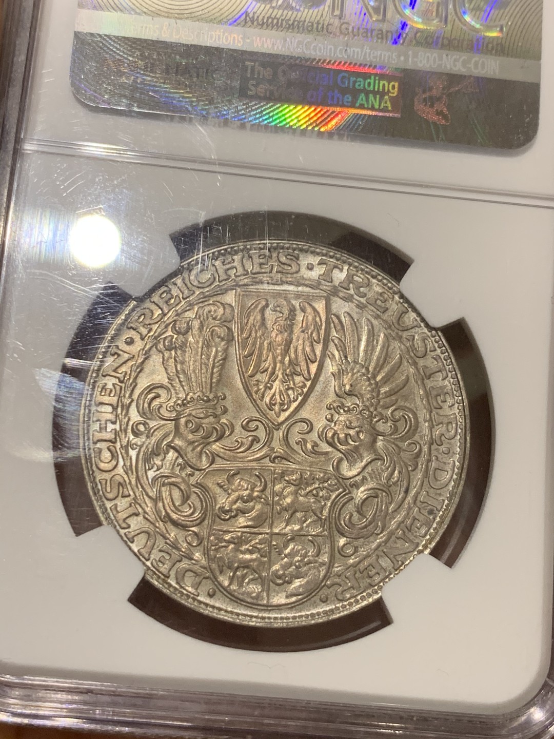 《竞宝斋》第53场（献给最美的劳动者，祝五一快乐！）-本周日，周一2场连拍（全场不限金额包邮） NGC MS64德国1927年兴登堡80大寿5马克币章独一无二的一枚 双面底板强PL效果 普制带PL仅见双面淡粉红彩