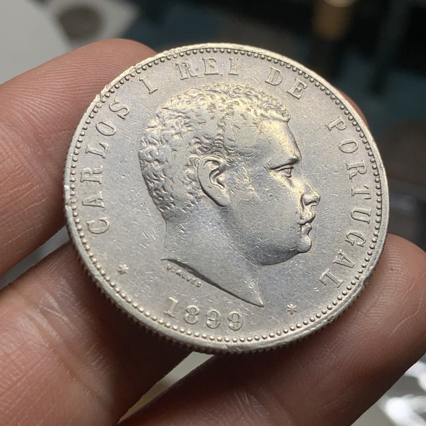 《竞宝斋》第53场（献给最美的劳动者，祝五一快乐！）-本周日，周一2场连拍（全场不限金额包邮） 1899年葡萄牙银币卡洛斯一世、1000瑞斯、主币、大银币、稀少热门品种、窗帘银币、