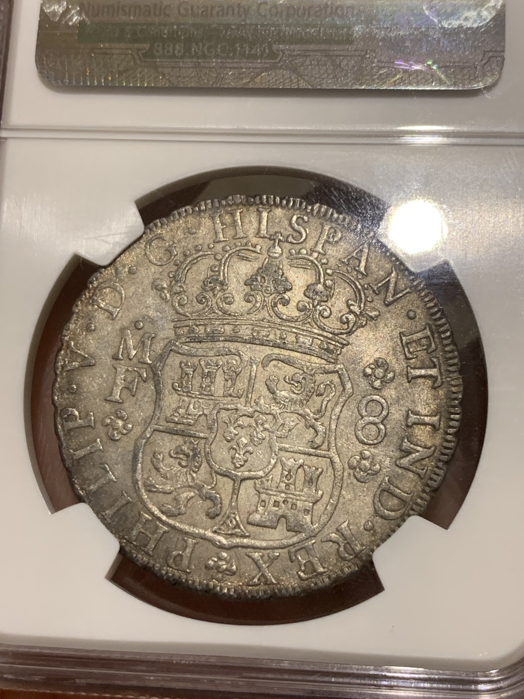 《竞宝斋》第53场（献给最美的劳动者，祝五一快乐！）-本周日，周一2场连拍（全场不限金额包邮） 唯一冠军 NGC AU55 墨西哥 1736年  腓力五世 首轮地球双柱大银币 高品细节 难得状态