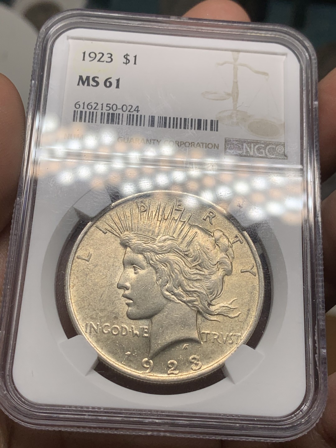 《竞宝斋》第53场（献给最美的劳动者，祝五一快乐！）-本周日，周一2场连拍（全场不限金额包邮） NGC MS61 美国1923年和平银币双面薄包浆 好状态