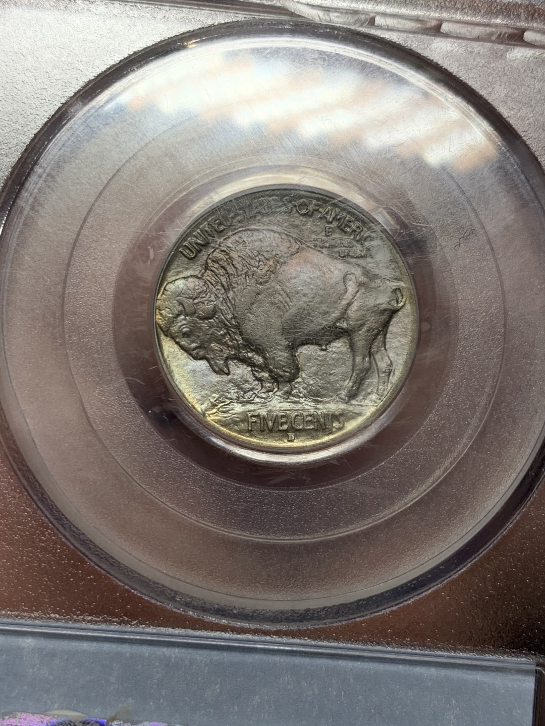 《竞宝斋》第53场（献给最美的劳动者，祝五一快乐！）-本周日，周一2场连拍（全场不限金额包邮） PCGS MS64 TYPE1美国1913年印第安人野牛5美分D版首发年份稀少版本非常见1938年D版 该币镍彩尤其野牛面 状态好 早期稀少白盒严评