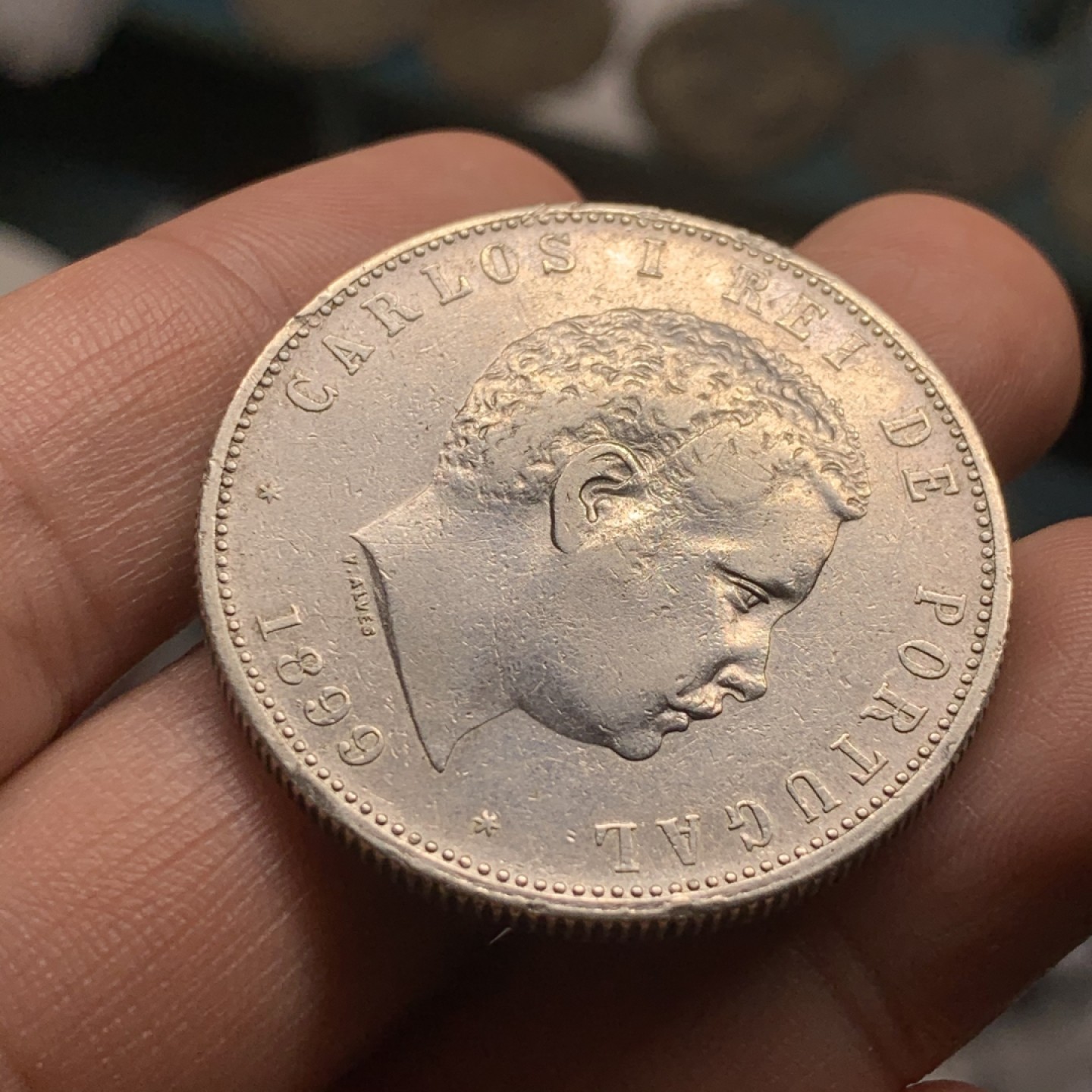 《竞宝斋》第53场（献给最美的劳动者，祝五一快乐！）-本周日，周一2场连拍（全场不限金额包邮） 1899年葡萄牙银币卡洛斯一世、1000瑞斯、主币、大银币、稀少热门品种、窗帘银币、