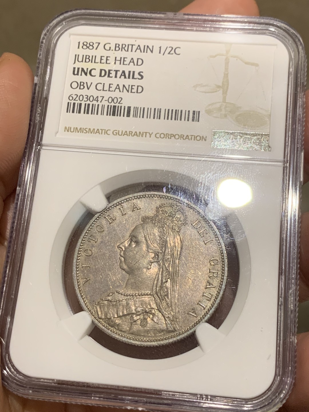 《竞宝斋》第53场（献给最美的劳动者，祝五一快乐！）-本周日，周一2场连拍（全场不限金额包邮） NGC UNCD 英国1887年维多利亚女王高冠头像1/2克朗银币