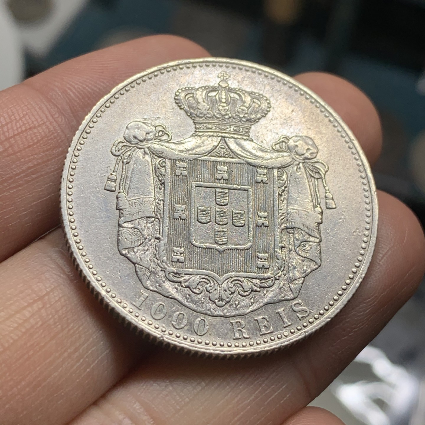 《竞宝斋》第53场（献给最美的劳动者，祝五一快乐！）-本周日，周一2场连拍（全场不限金额包邮） 1899年葡萄牙银币卡洛斯一世、1000瑞斯、主币、大银币、稀少热门品种、窗帘银币、