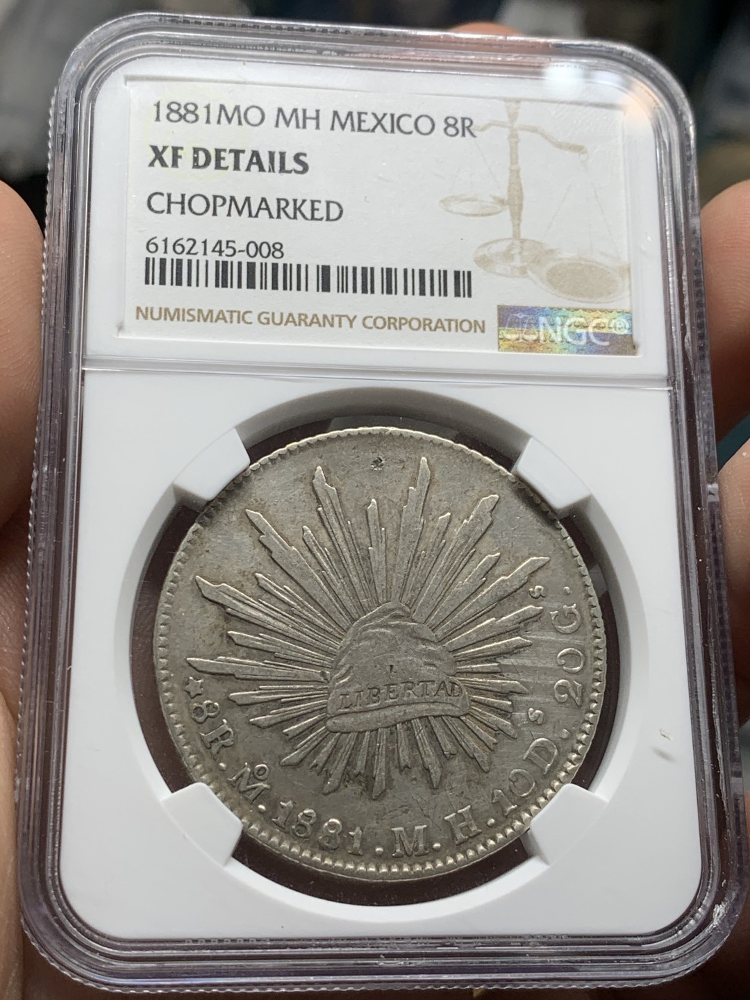 《竞宝斋》第53场（献给最美的劳动者，祝五一快乐！）-本周日，周一2场连拍（全场不限金额包邮）  NGC 评级 墨西哥1881年 鹰洋银元 自由帽面太阳戳 鹿面五星戳 汉字双“王”戳 ，戳记非常的特别，值得收藏