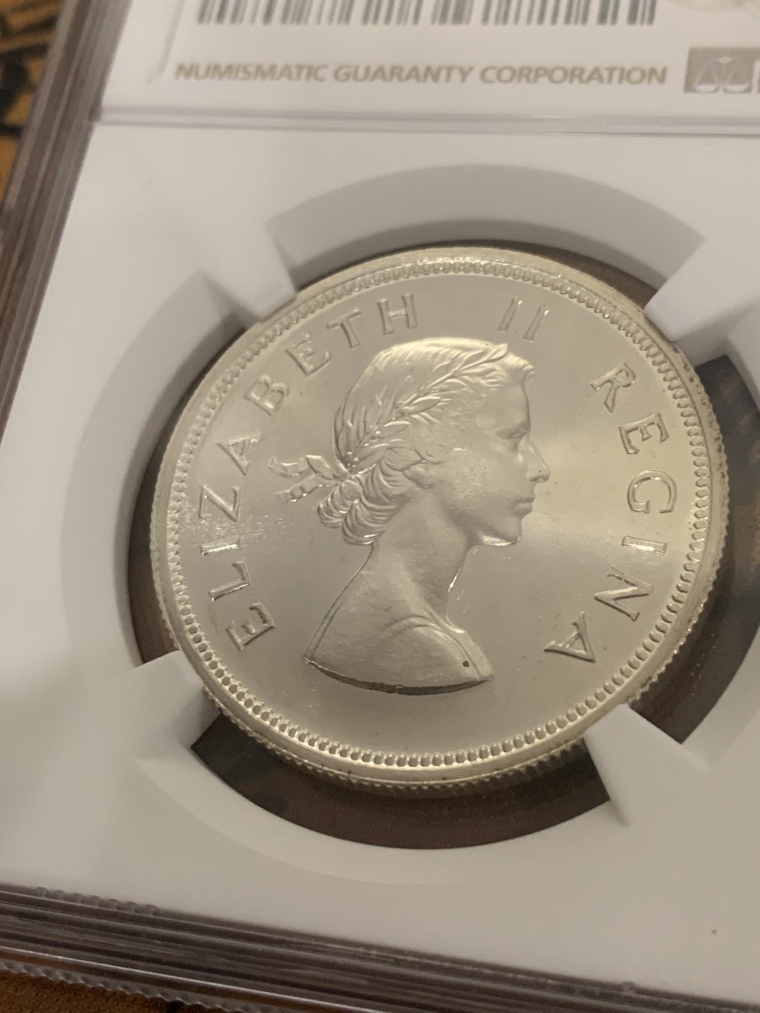 《竞宝斋》第53场（献给最美的劳动者，祝五一快乐！）-本周日，周一2场连拍（全场不限金额包邮） NGC PF65 英属南非1953年伊丽莎白二世女王头像2.5先令精制银币