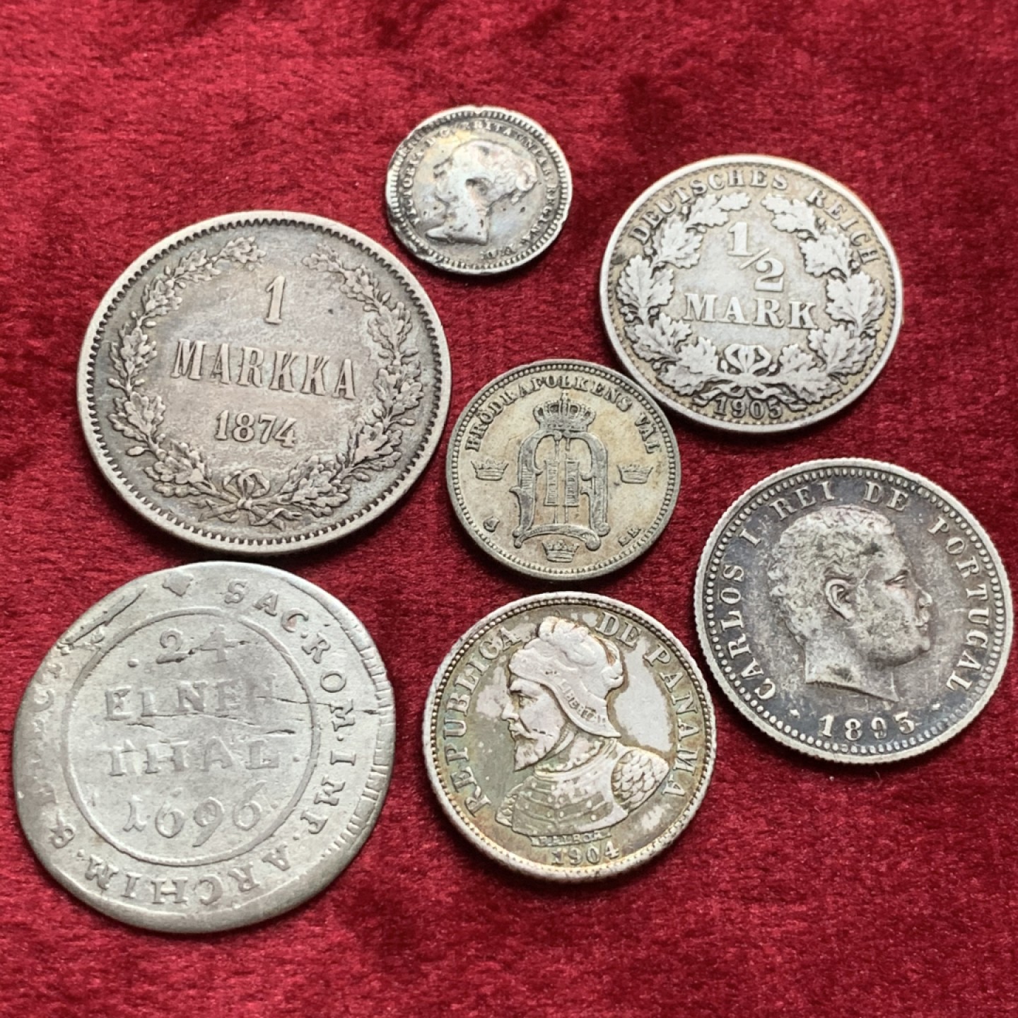 《竞宝斋》第54场-本周日，周一2场连拍（全场不限金额包邮） 各国 散银币7枚