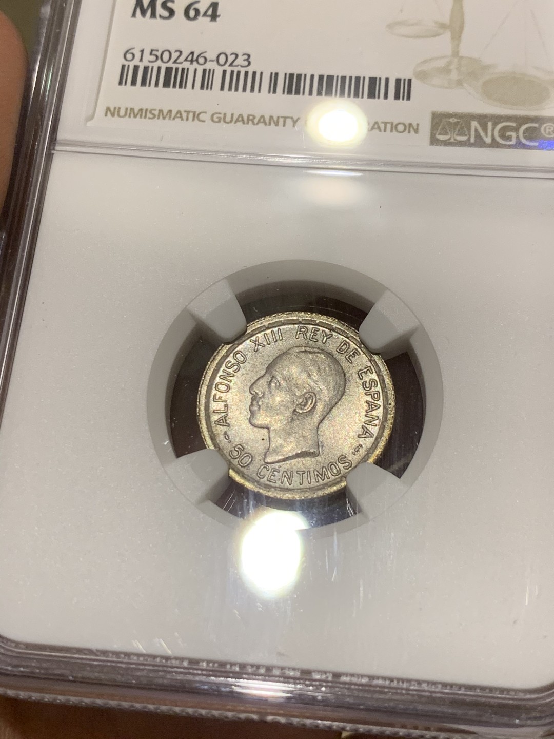 《竞宝斋》第54场-本周日，周一2场连拍（全场不限金额包邮） NGC-MS64 西班牙 1926年PCS 阿方索十三世 50分 银币 顶级品相