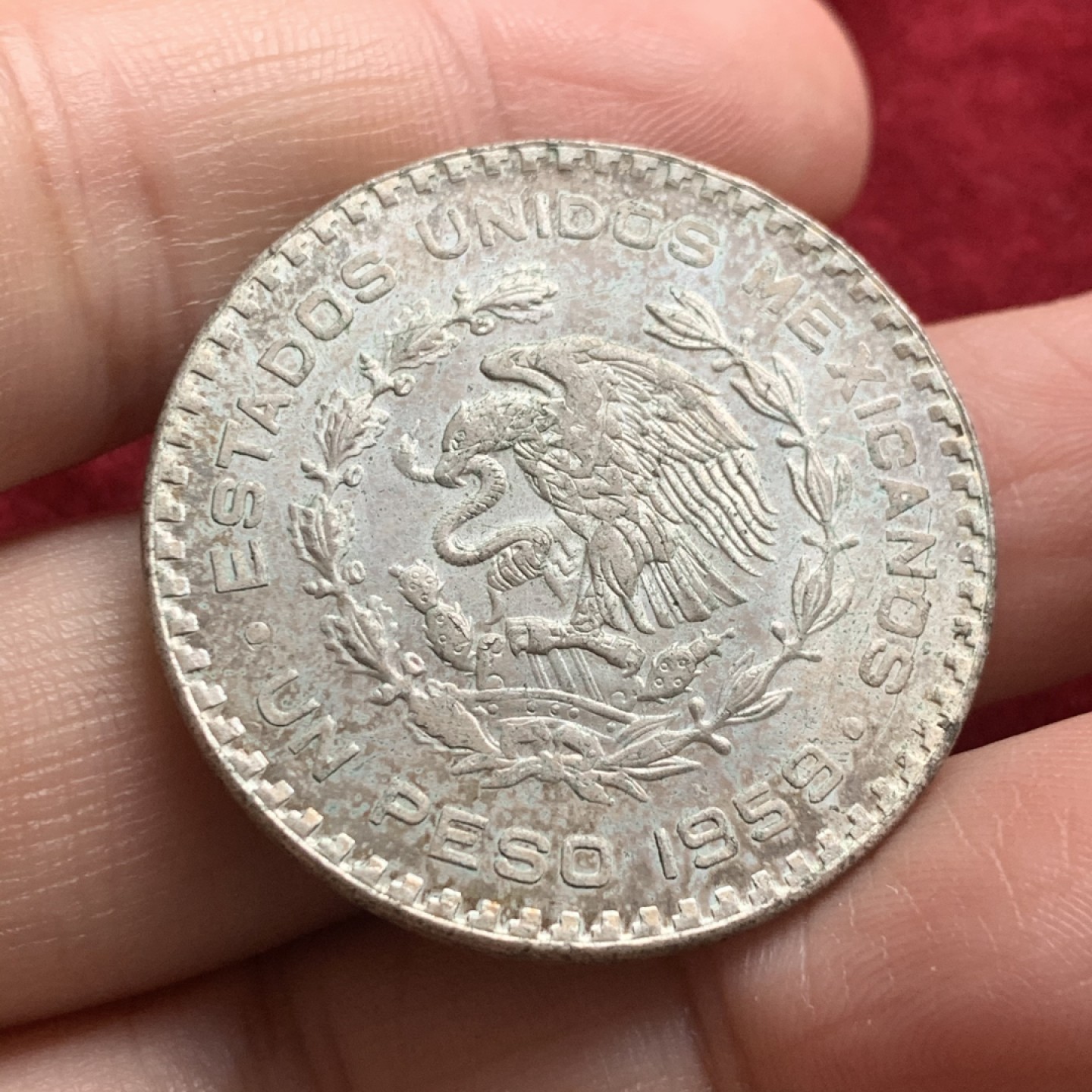 《竞宝斋》第54场-本周日，周一2场连拍（全场不限金额包邮） 墨西哥1959年鹰洋1比索银币 好品低银版