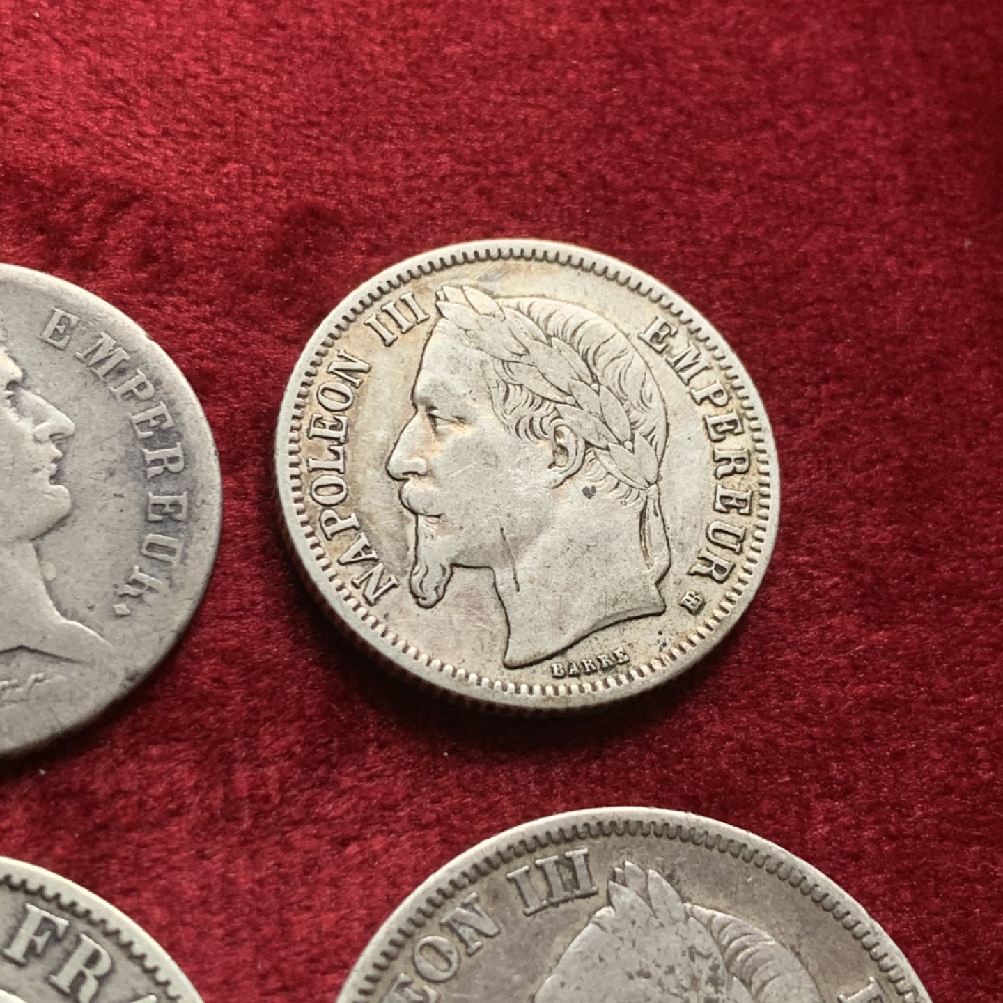 《竞宝斋》第54场-本周日，周一2场连拍（全场不限金额包邮） 法国拿一，拿三，女神1，2法郎银币4枚