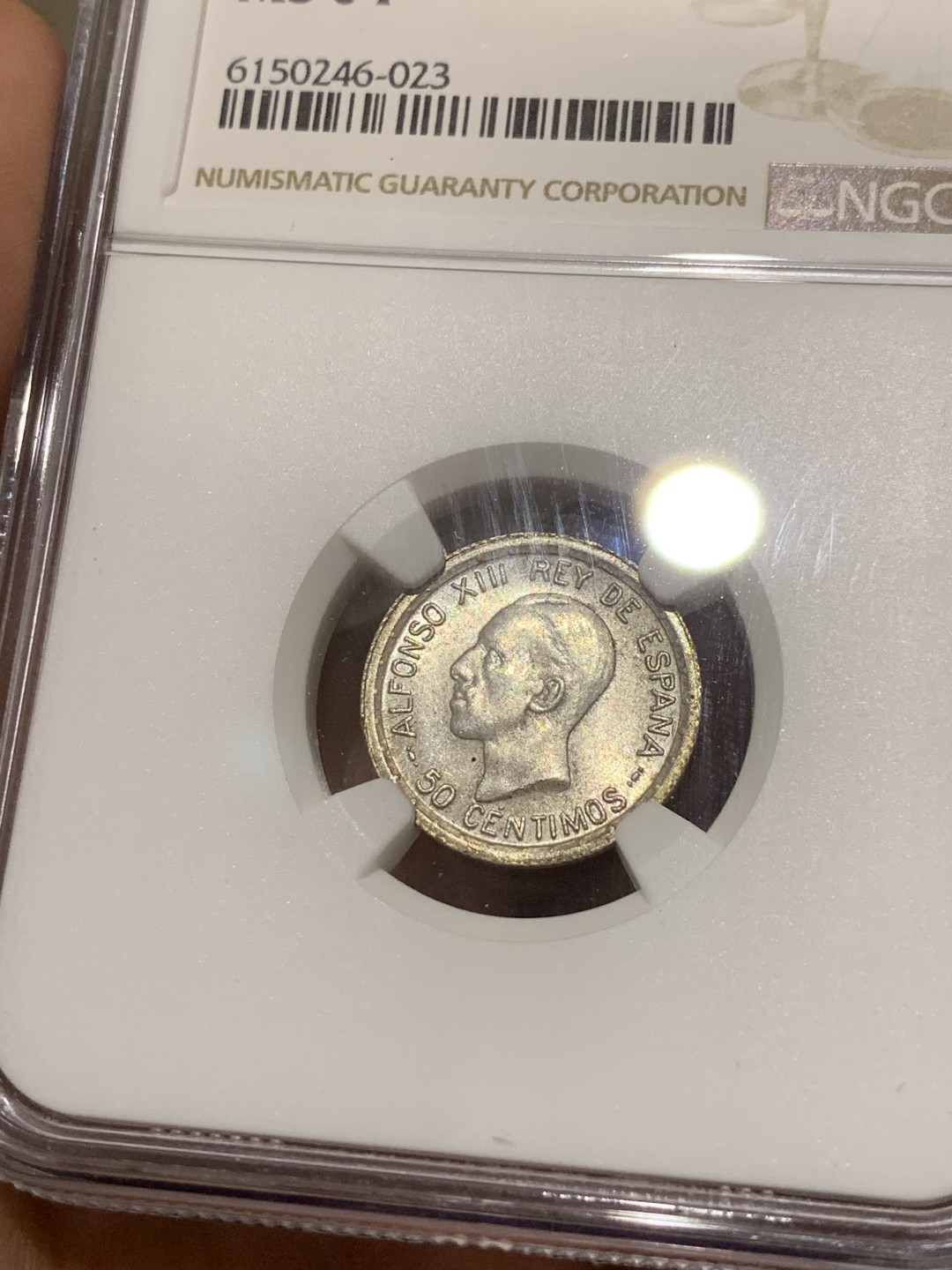 《竞宝斋》第54场-本周日，周一2场连拍（全场不限金额包邮） NGC-MS64 西班牙 1926年PCS 阿方索十三世 50分 银币 顶级品相