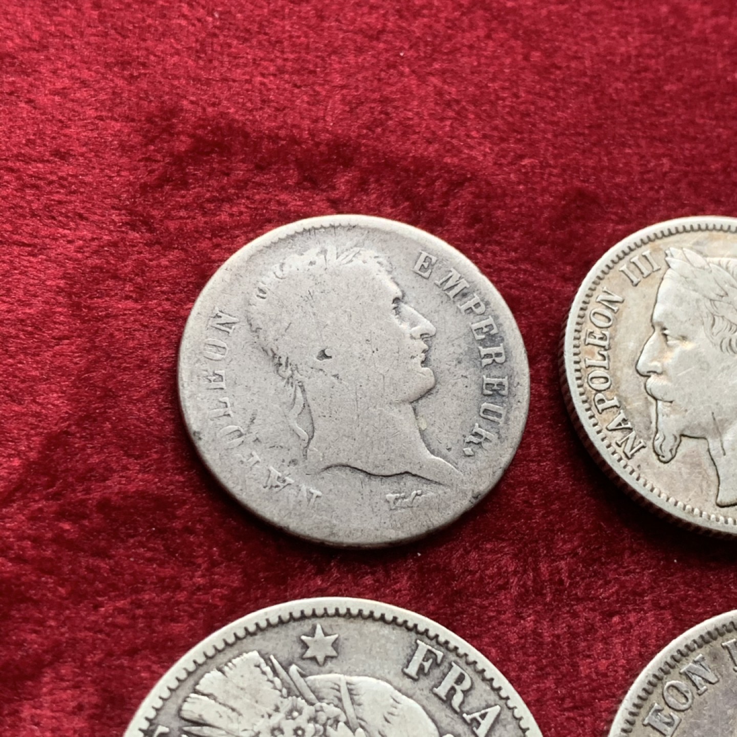 《竞宝斋》第54场-本周日，周一2场连拍（全场不限金额包邮） 法国拿一，拿三，女神1，2法郎银币4枚