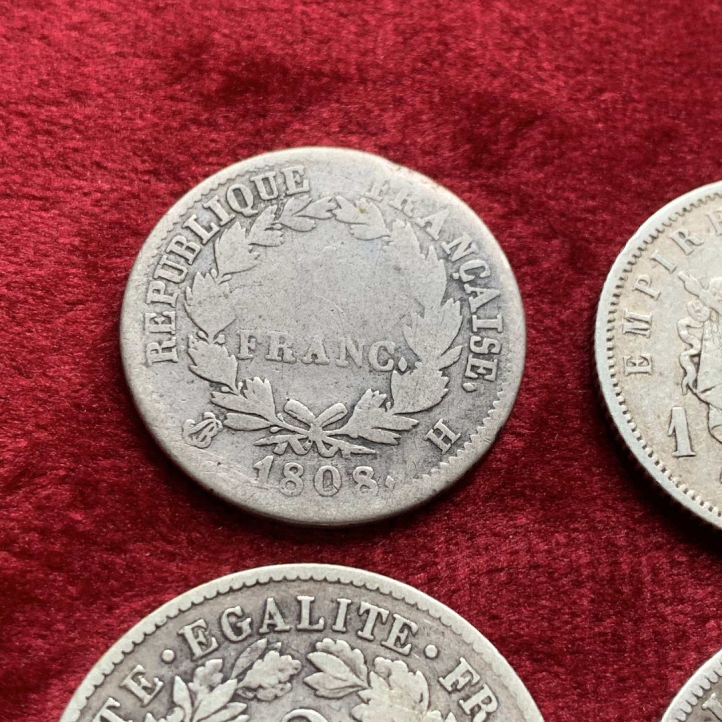 《竞宝斋》第54场-本周日，周一2场连拍（全场不限金额包邮） 法国拿一，拿三，女神1，2法郎银币4枚