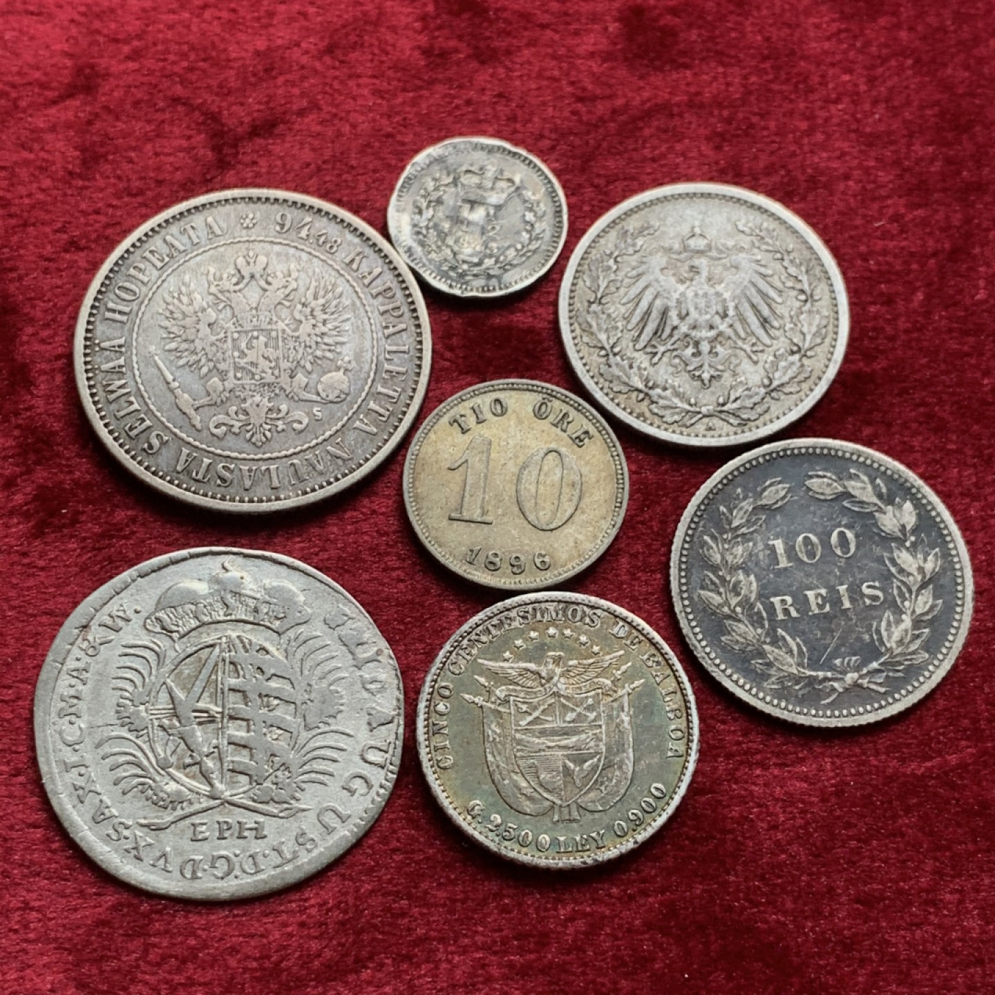 《竞宝斋》第54场-本周日，周一2场连拍（全场不限金额包邮） 各国 散银币7枚