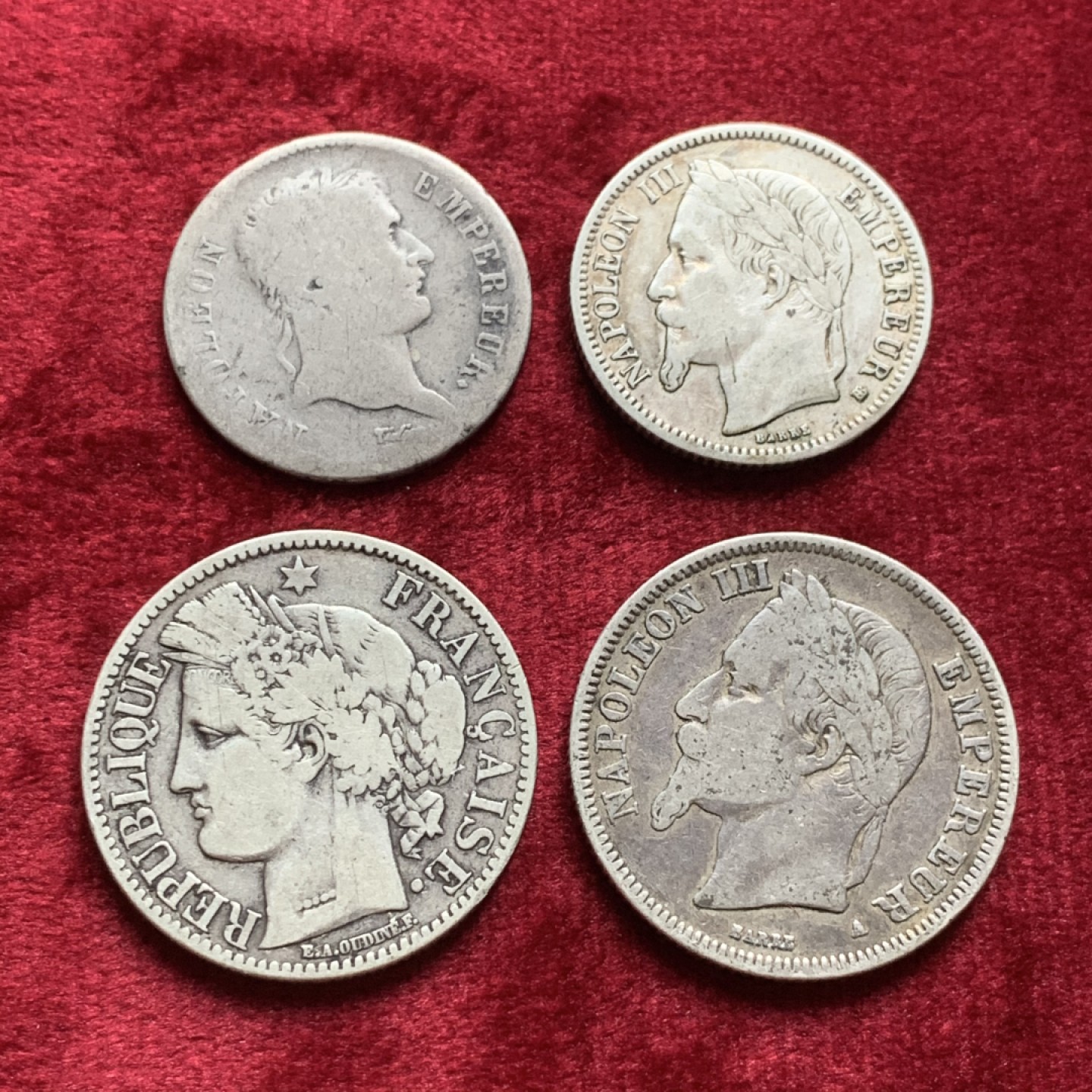《竞宝斋》第54场-本周日，周一2场连拍（全场不限金额包邮） 法国拿一，拿三，女神1，2法郎银币4枚
