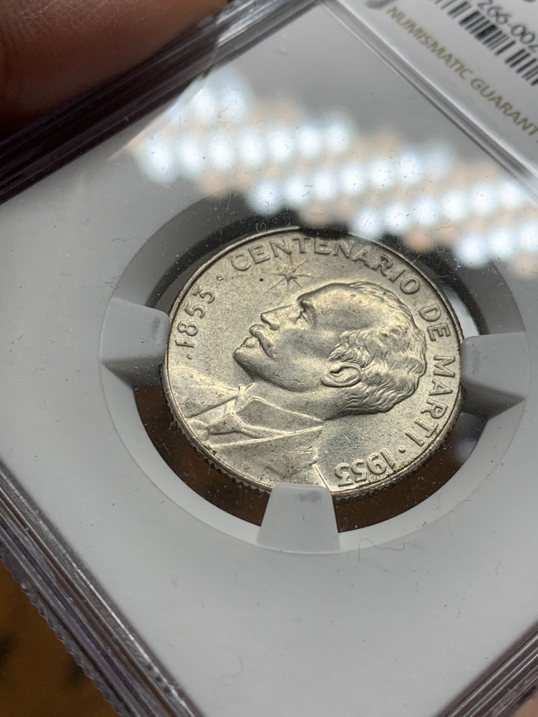 《竞宝斋》第54场-本周日，周一2场连拍（全场不限金额包邮） NGC-MS63 古巴1953年 马丁 25分 转光银币 值得收藏