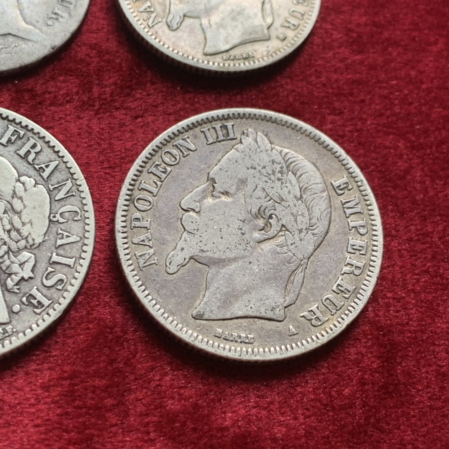 《竞宝斋》第54场-本周日，周一2场连拍（全场不限金额包邮） 法国拿一，拿三，女神1，2法郎银币4枚