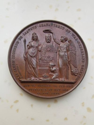 欧洲纪念章 - 1890年荷兰国王逝世铜章