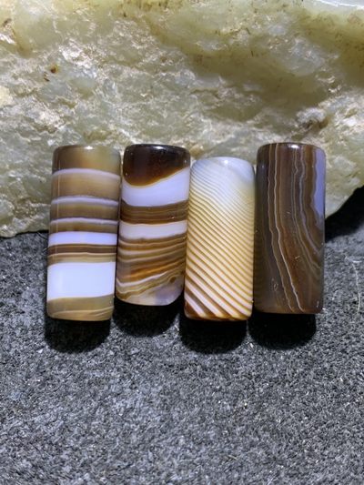 通货千层纹缠丝玛瑙直桶，桶珠一组， - 通货千层纹缠丝玛瑙直桶，桶珠一组，