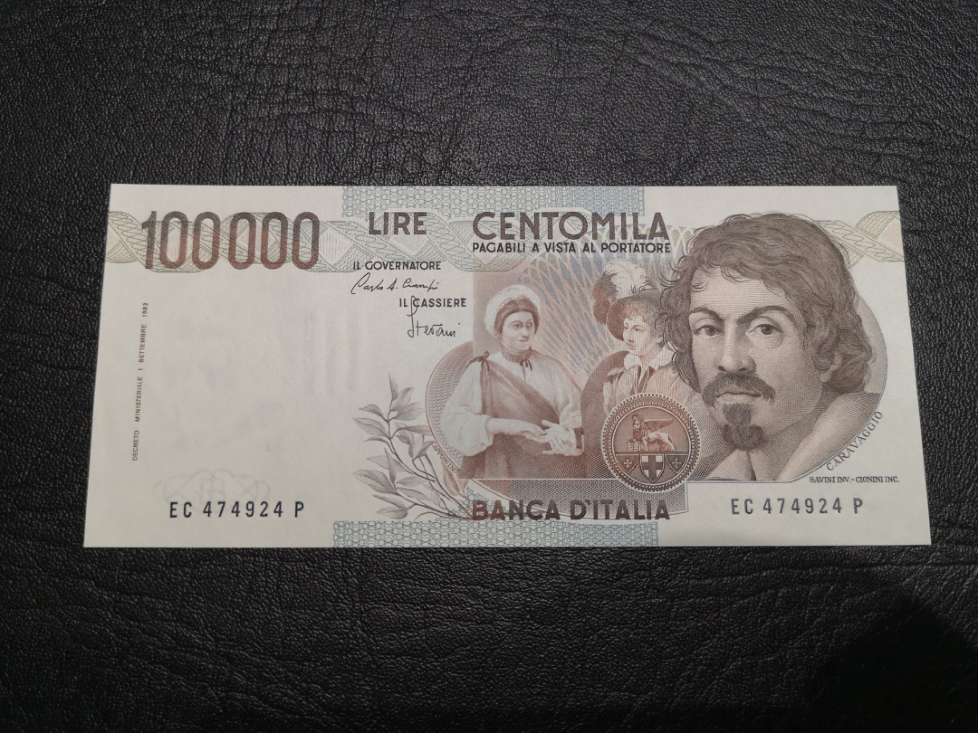 外钞收藏家》第一百七十七期拍卖 意大利末版10万里拉 AU品相