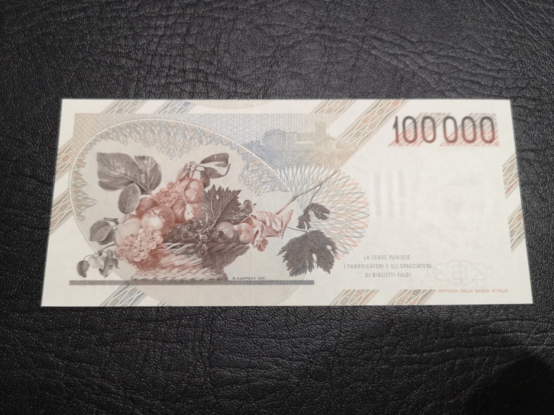 外钞收藏家》第一百七十七期拍卖 意大利末版10万里拉 AU品相