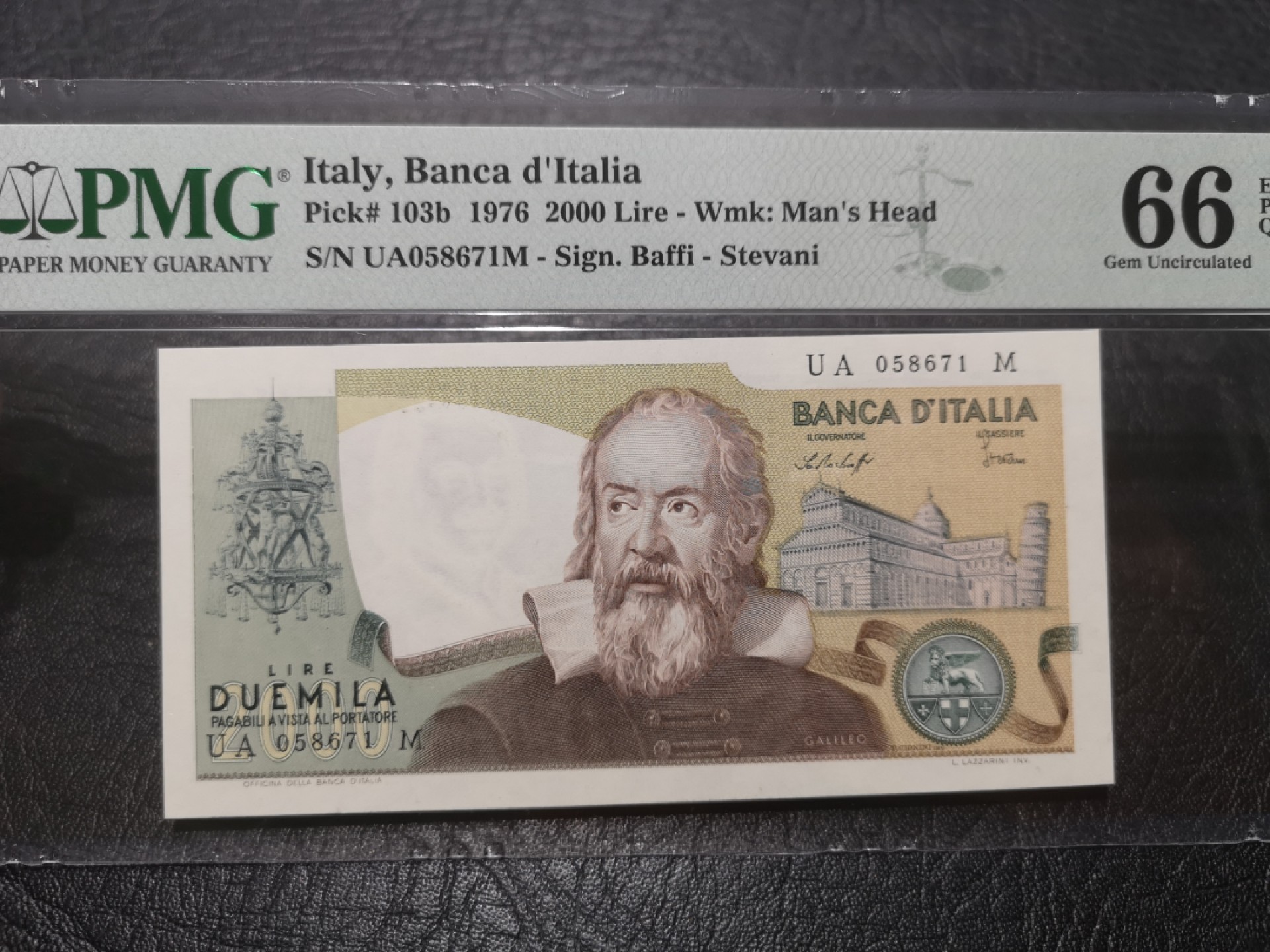 外钞收藏家》第一百七十七期拍卖 1976年意大利2000里拉 PMG66 