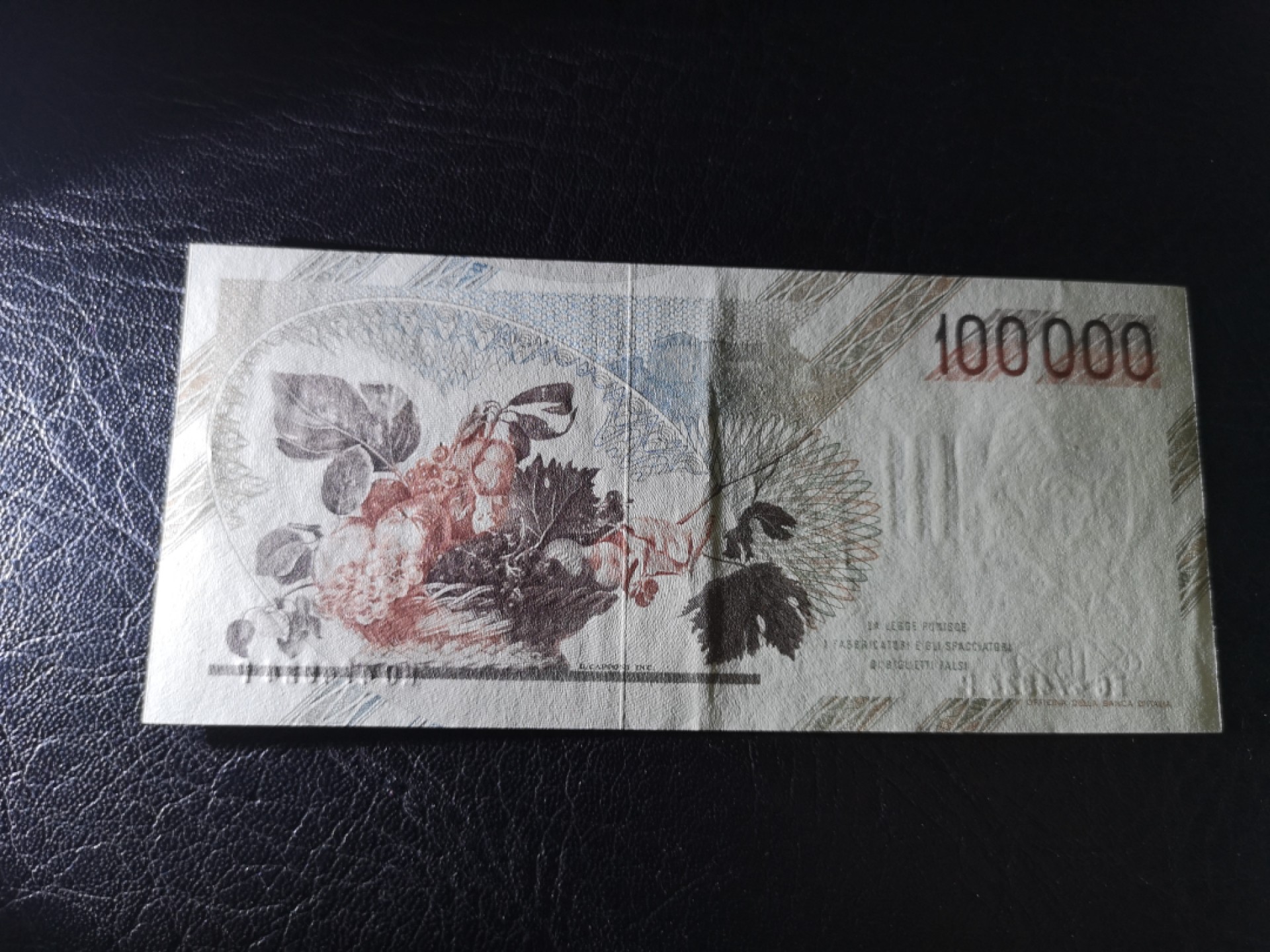 外钞收藏家》第一百七十七期拍卖 意大利末版10万里拉 AU品相