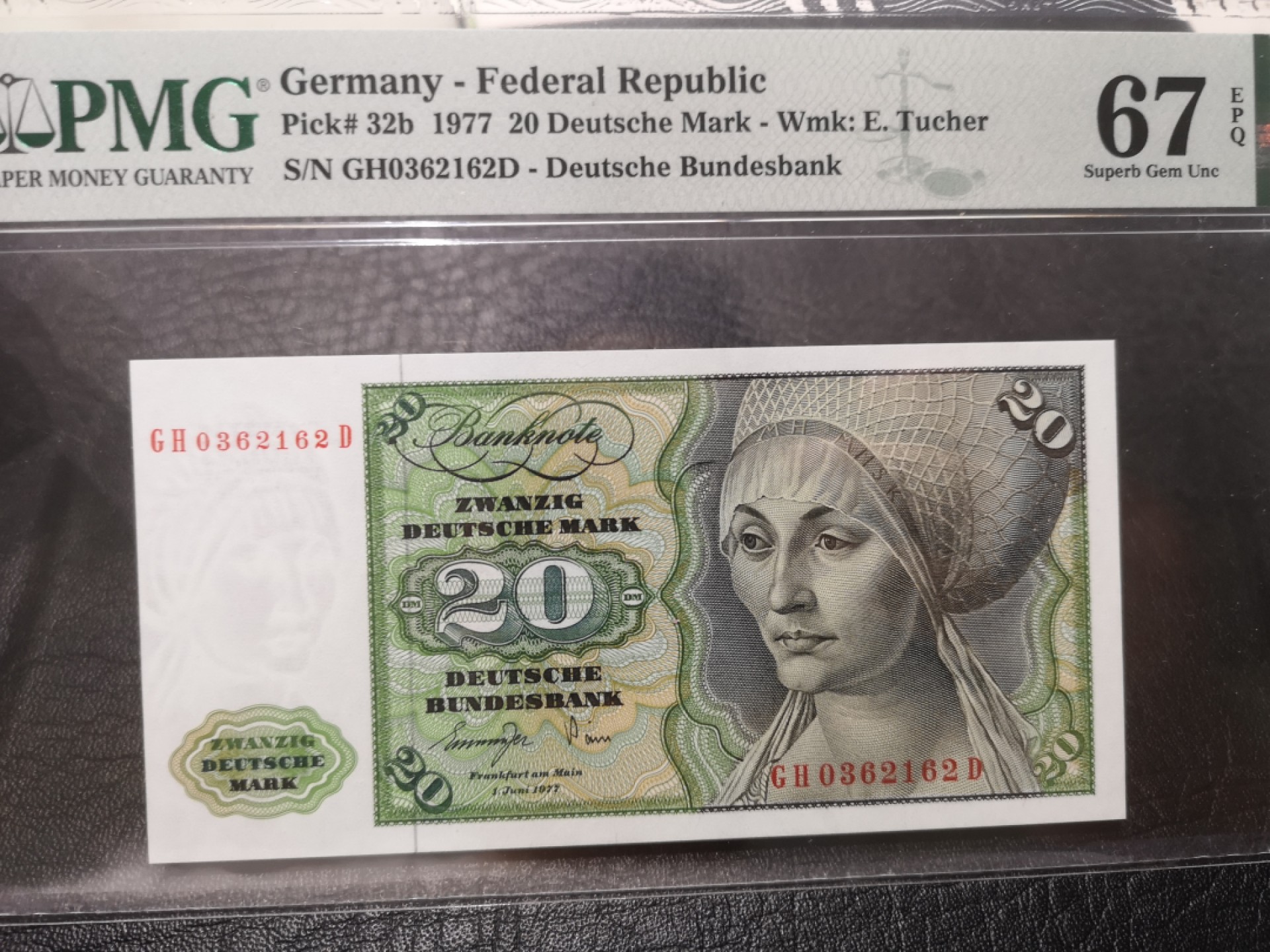 外钞收藏家》第一百七十七期拍卖 1977年德国20马克 PMG67 无47靓号