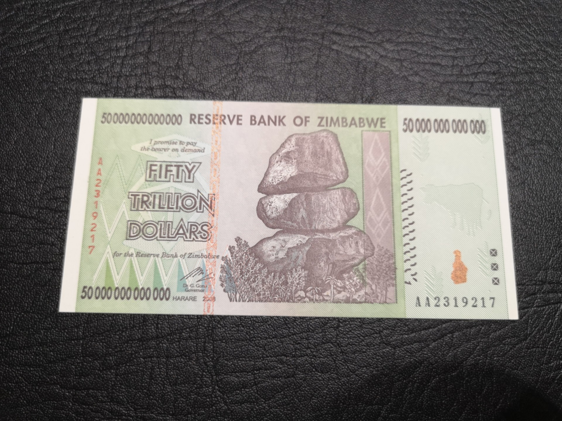 外钞收藏家》第一百七十七期拍卖 津巴布韦50万亿 世界第二大面值 全新UNC