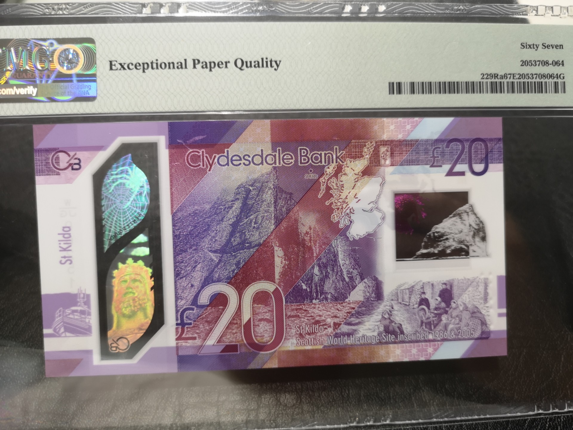 外钞收藏家》第一百七十七期拍卖 2019年苏格兰20镑 无47 PMG67 