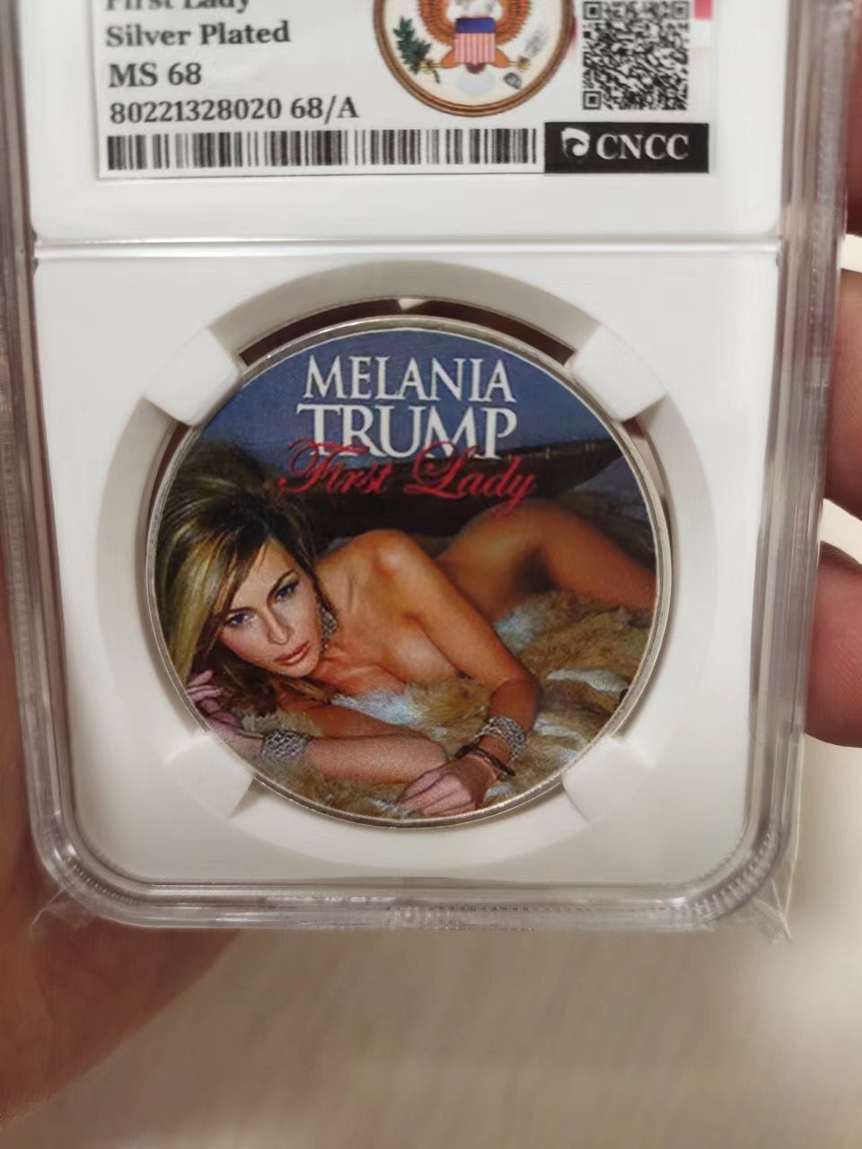 杂货若干 前美国第一夫人特朗普老婆彩色镀银纪念章，串号随机发