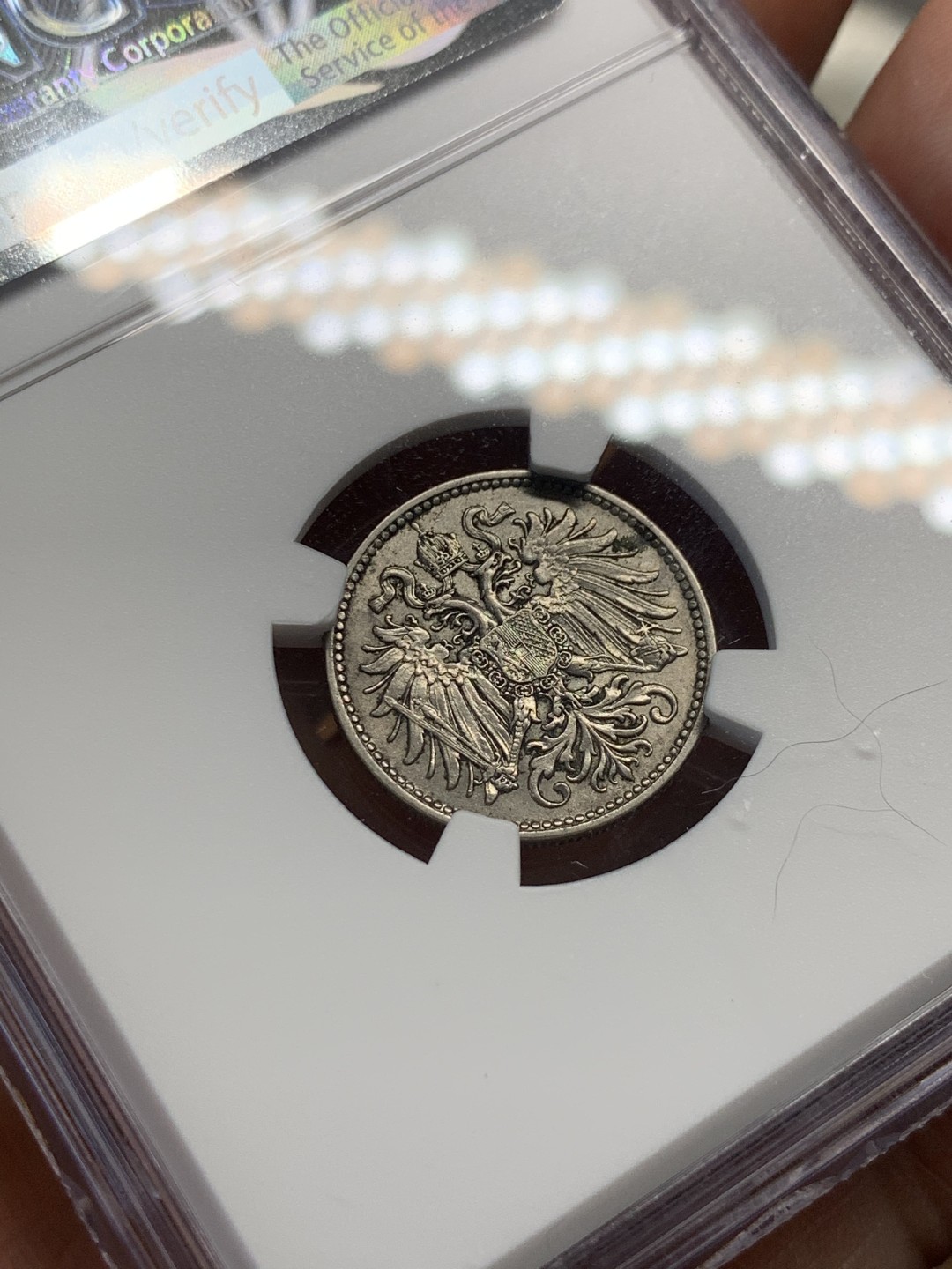 《竞宝斋》第55场-本周日，周一2场连拍（全场不限金额包邮） NGC MS62 奥匈帝国 1895年 10赫勒 难得62高分